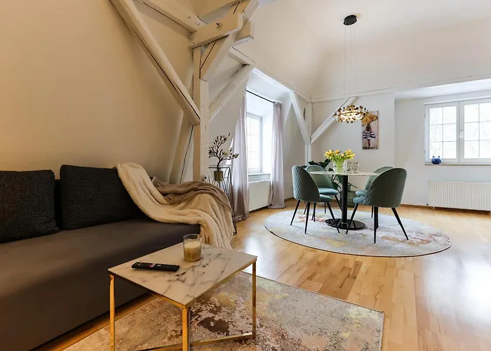 Appartement Premium Apartment Am Steiger 1 Luxurioeses Wohnen Mit Wasserbett Kamin Und Whirlpoolbadewanne